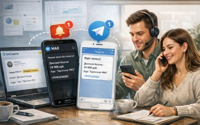 Как не терять заказы в GetCourse, уведомления в MAX и Telegram для онлайн-школ